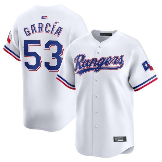T.Rangers #53 Adolis Garc¨ªa Player White Home Limited Baseball Jerseys