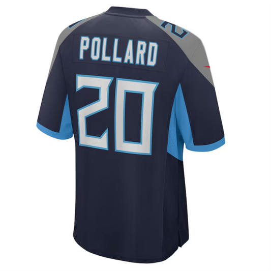 T.Titans #20 Tony Pollard Navy Game Player Jersey Stitched Football Jerseys