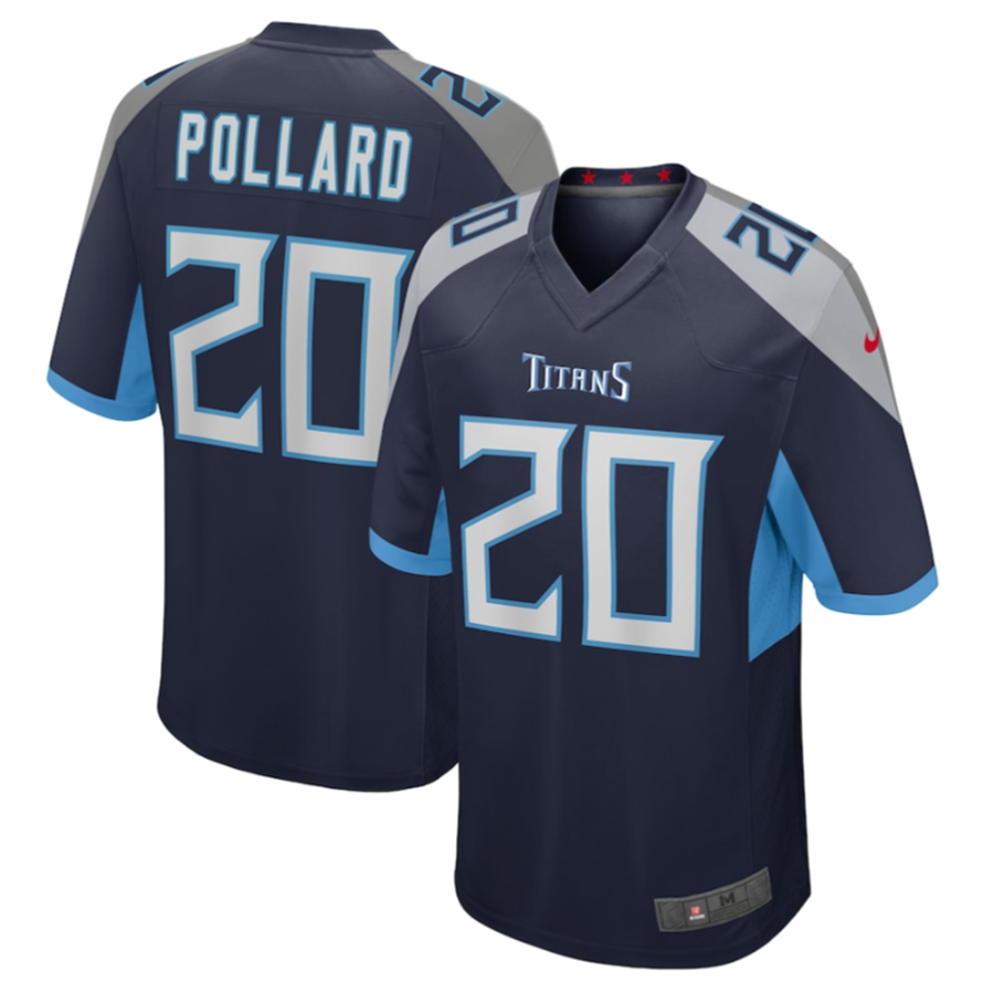 T.Titans #20 Tony Pollard Navy Game Player Jersey Stitched Football Jerseys