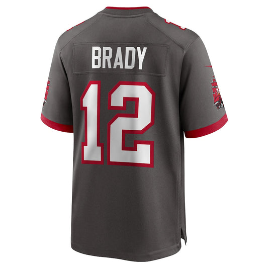 TB.Buccaneers #12 Tom Brady Player Pewter Home Game Football Jerseys