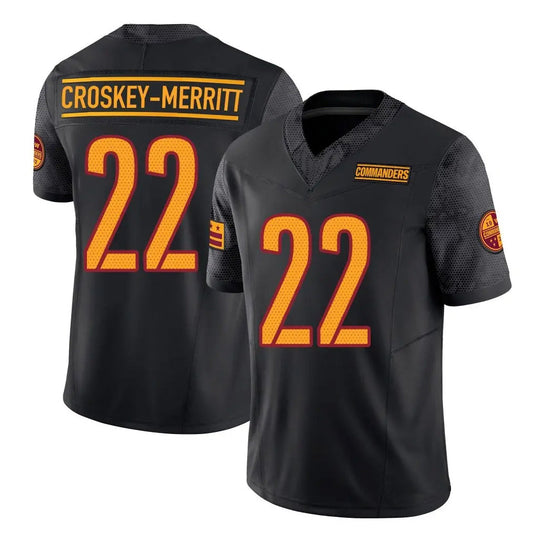W.Commanders #22 Jacory Croskey-Merritt Player Black Vapor F.U.S.E. Limited Football Jerseys