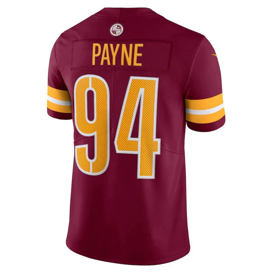 W.Commanders #94 Da'Ron Payne Burgundy Player Vapor Limited Jersey Stitched American Football Jerseys