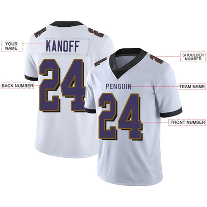 Custom B.Ravens White Personalized Design Football Jerseys